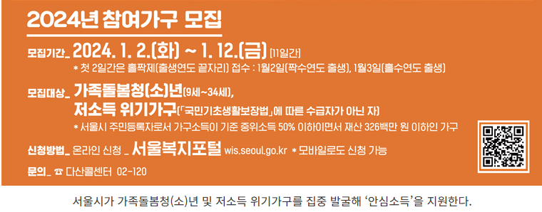 저소득 위기가구 안심소득 지원