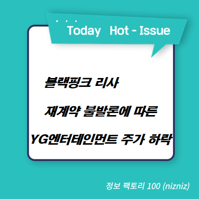  블랙핑크 리사 재계약 불발론에 따른 YG엔터테인먼트 주가 하락