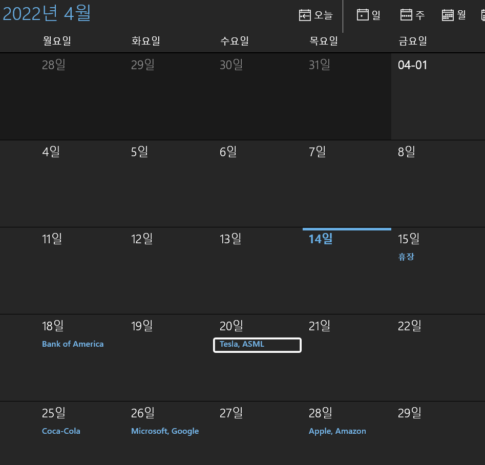 4월 실적발표 일정