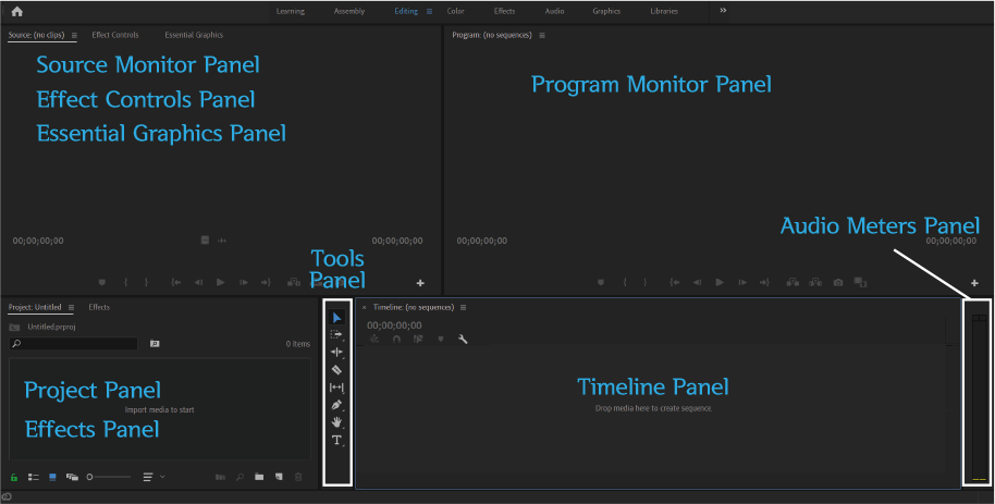프리미어 프로 패널 위치