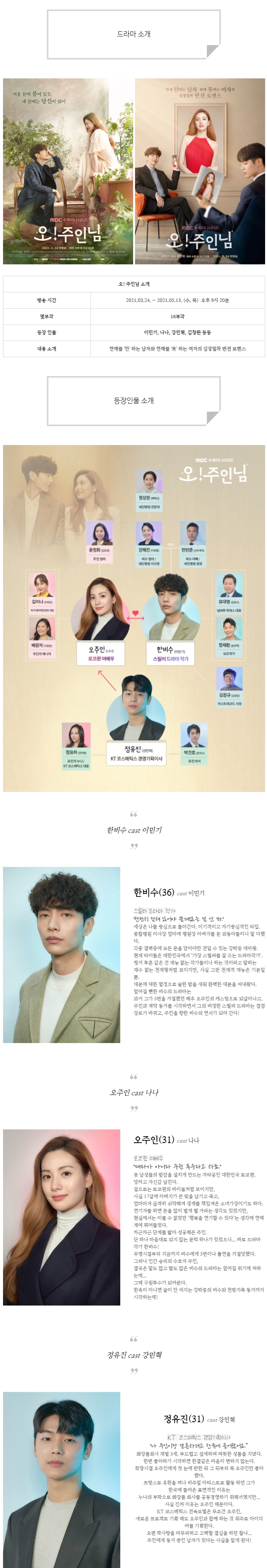  [수목드라마] 오! 주인님 인물관계도, 몇부작, 정보 소개