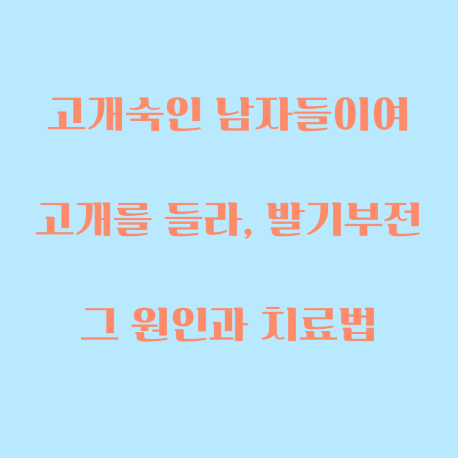  고개를 들라, 발기부전의 원인과 증상 그리고 치료법