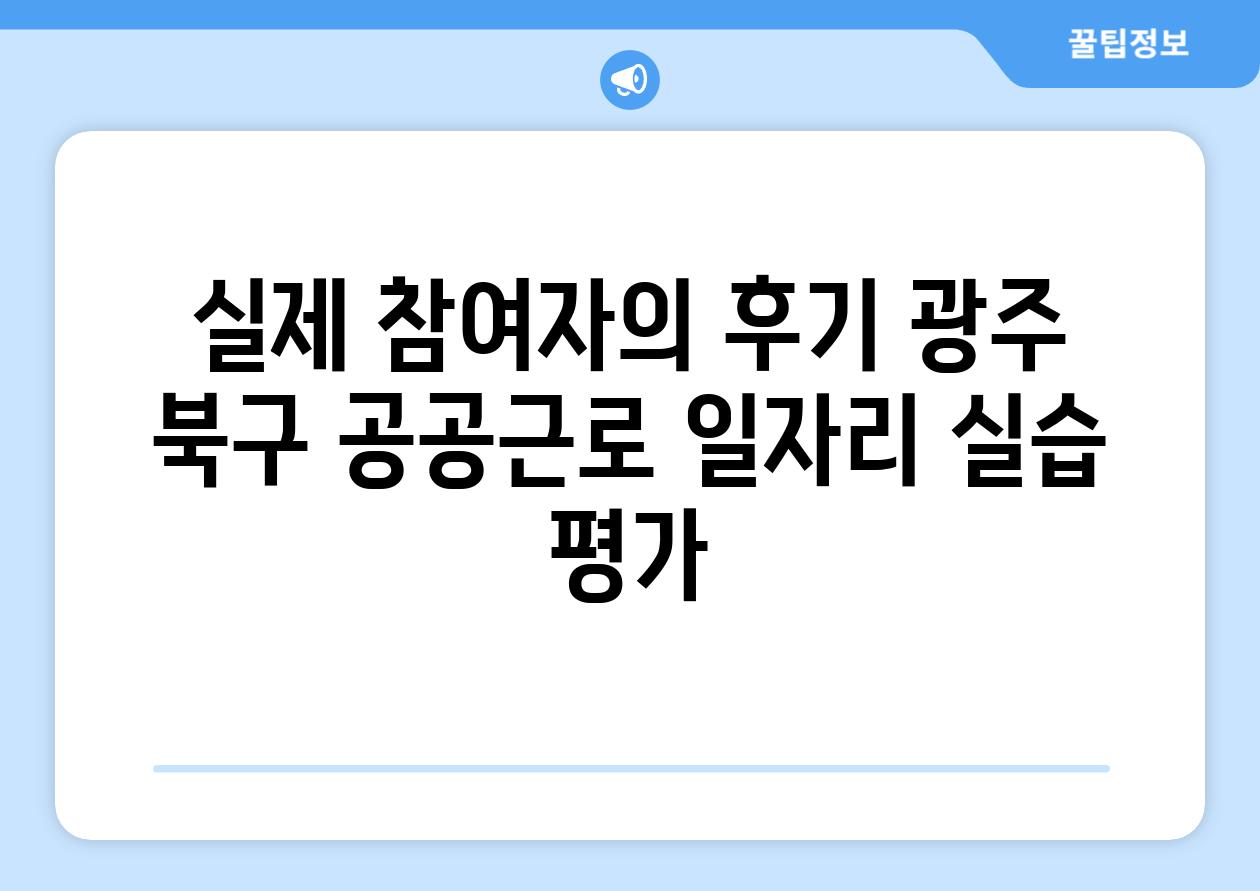 실제 참여자의 후기 광주 북구 공공근로 일자리 실습 평가