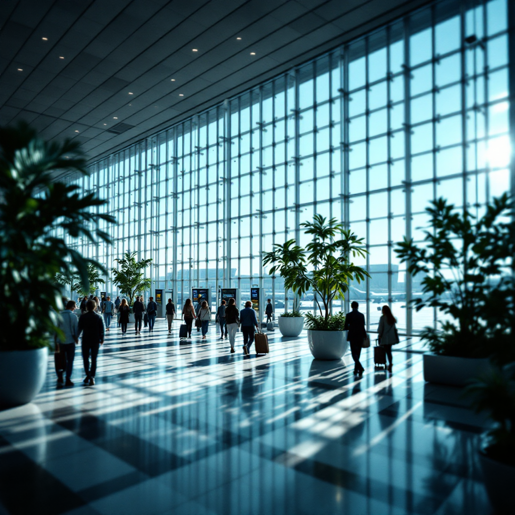 도심-공항-터미널-높은-천장-전면-전체-창-사람들