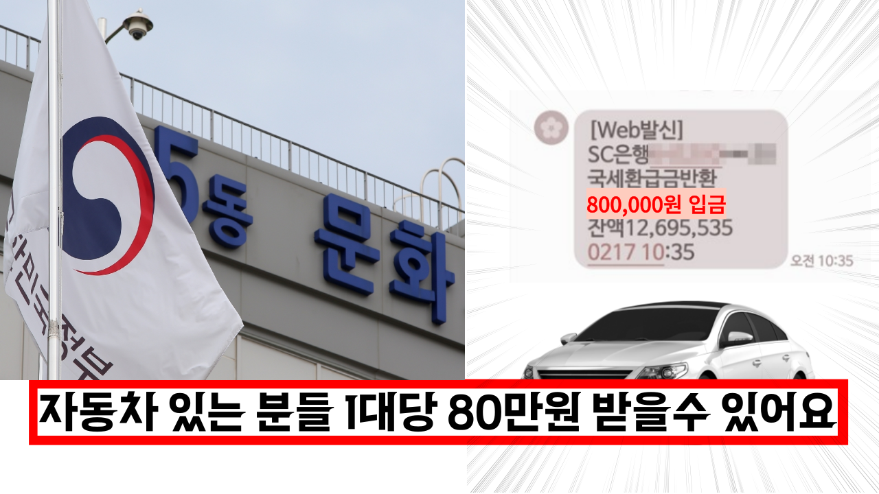  자동차 있는 분들이라면 1대당 80만원 받을수 있어요 빨리 확인하세요