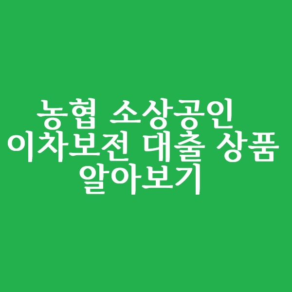  농협 소상공인 이차보전 대출상품 알아볼까요?