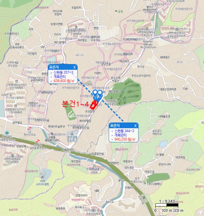 성남지원2023타경714 본건 토지 기호3,4 와 지상 제시외 건물(기호1,2토지)