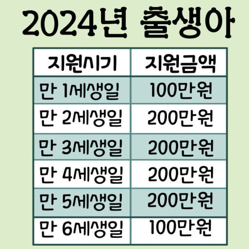 2024년 출생아 지원금