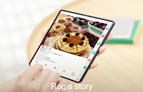 Galaxy-Z-Fold-3에서-Instagram-앱을-이용하다가-멀티태스킹-바를-이용해-갤러리-앱으로-전환하려는-모습