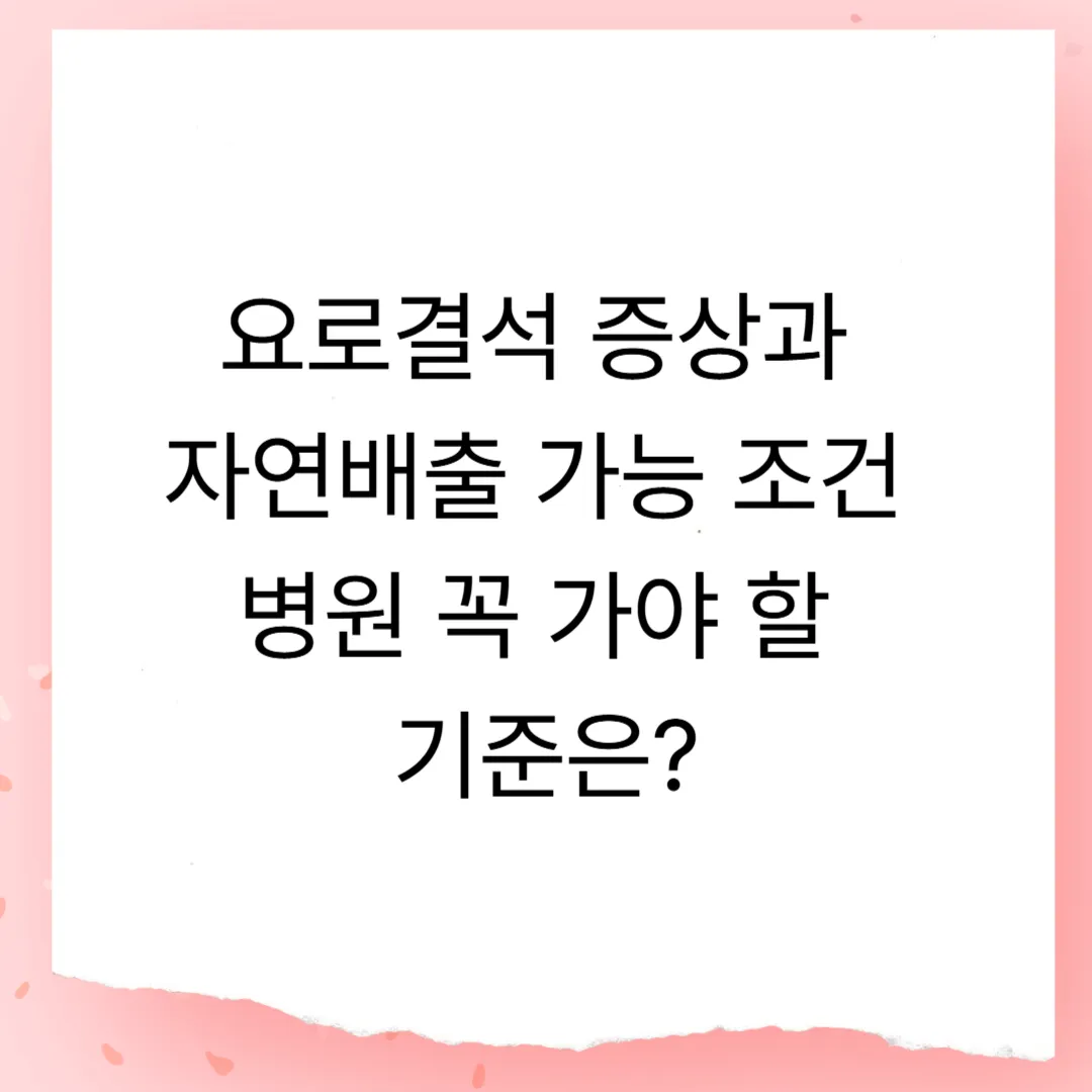 요로결석 증상과 자연배출 가능 조건 – 병원 꼭 가야 할 기준은?