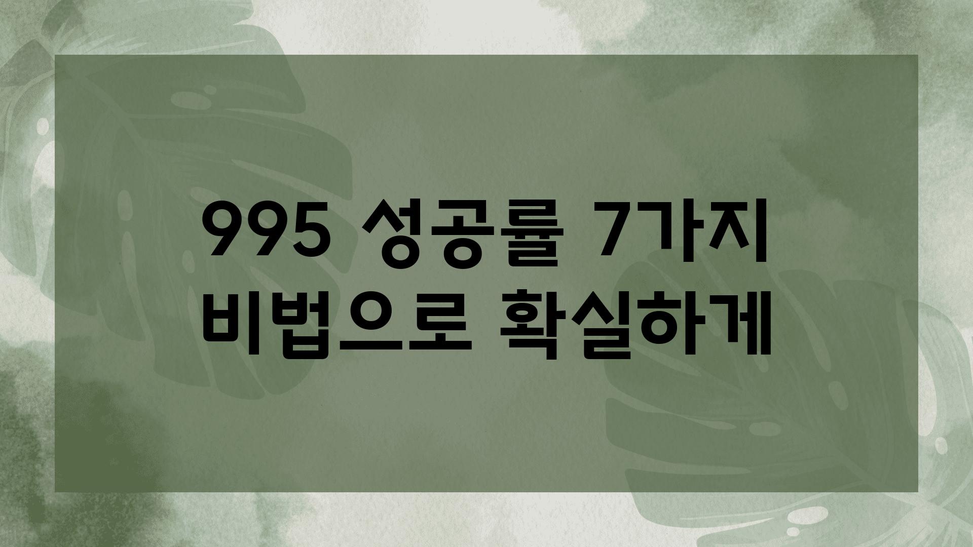 995 성공률 7가지 비법으로 확실하게