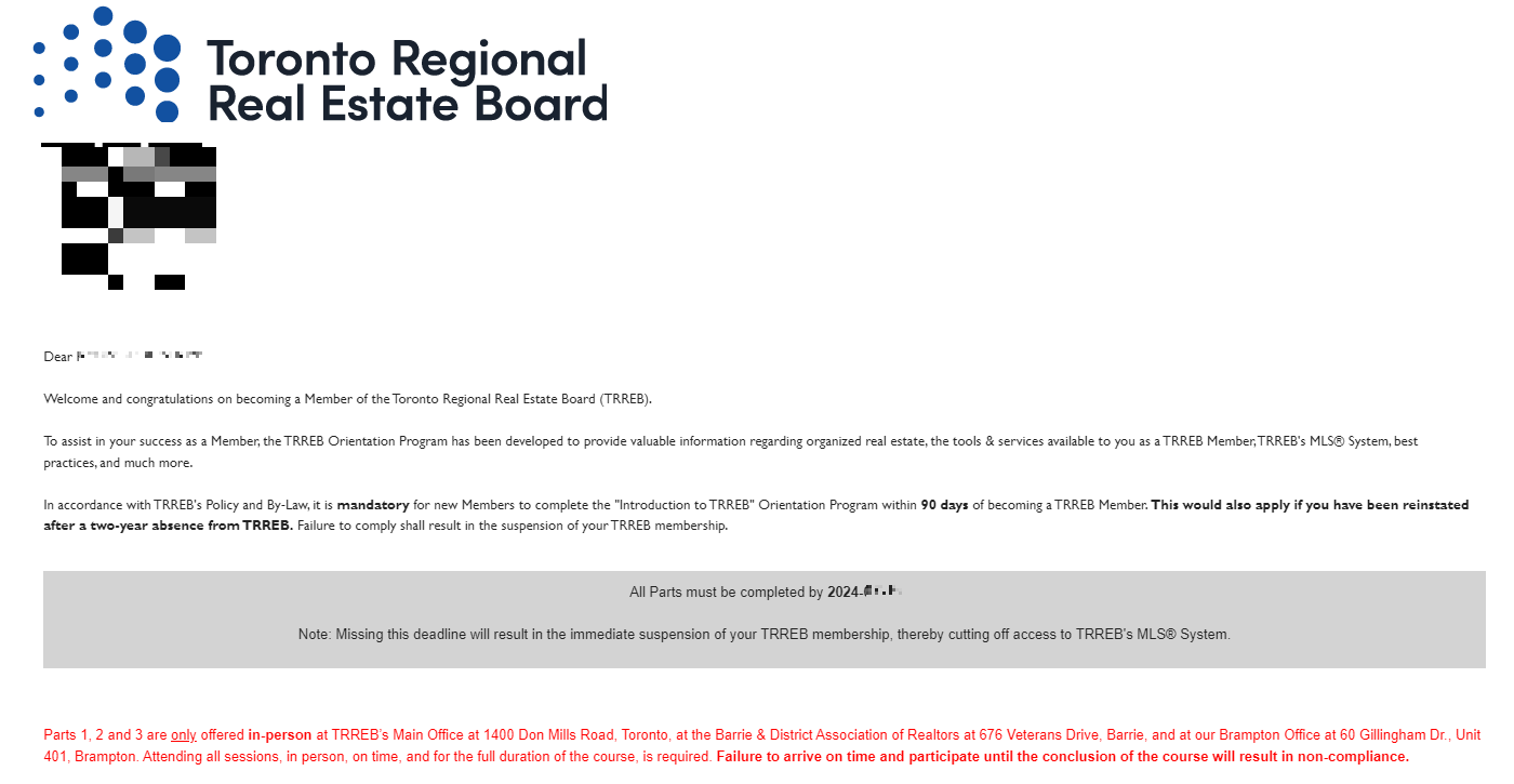 TRREB – Toronto Regional Real Estate Board (토론토 부동산 협회) 교육