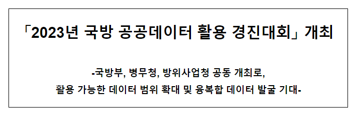  「2023년 국방 공공데이터 활용 경진대회」 개최
