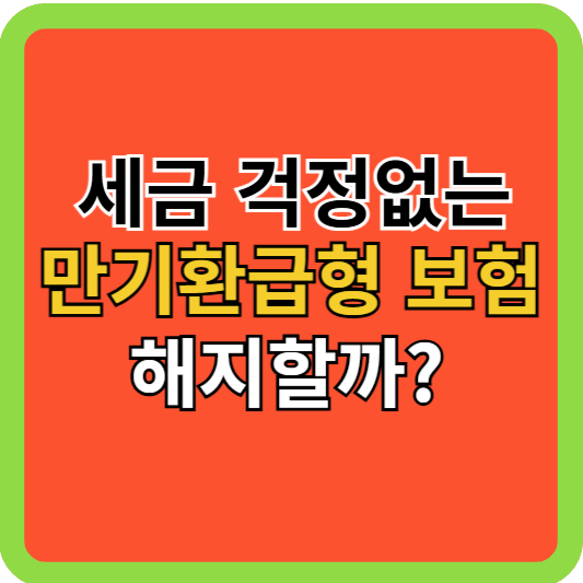 세금 걱정없는 만기환급형보험 해지?유지?