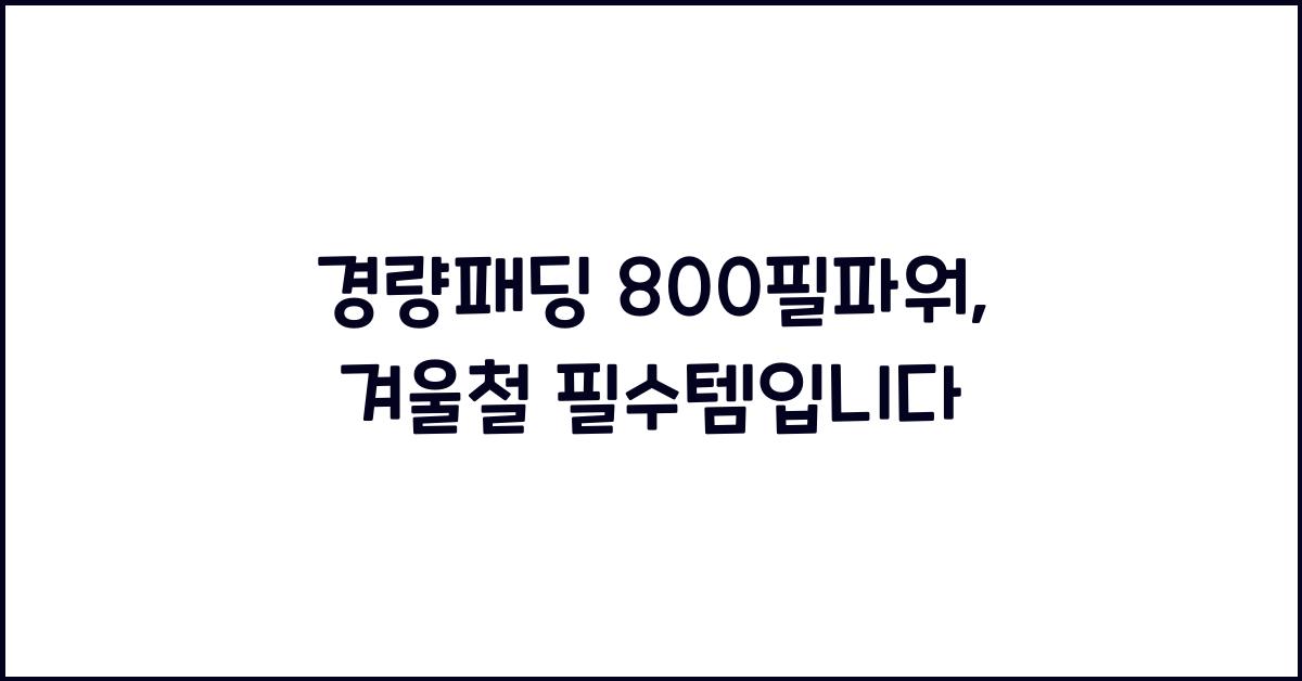 경량패딩 800필파워