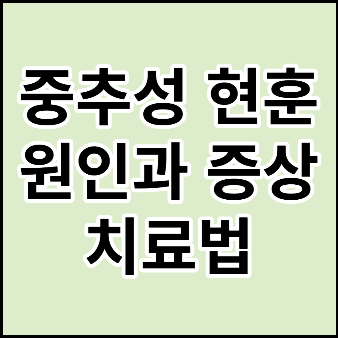  [중추성 현훈]원인 및 증상 치료법