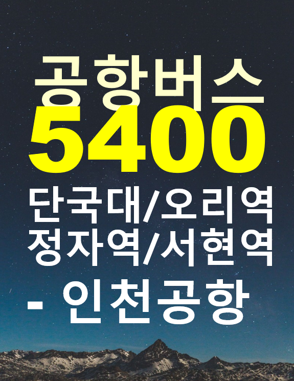  단국대/오리역/정자역/미금역/서현역 to 인천공항 5400 5400-1 공항버스 시간표, 요금, 버스타고 예약하는 방법