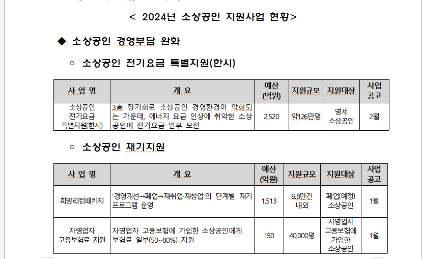  2024년 소상공인 지원금 총정리편