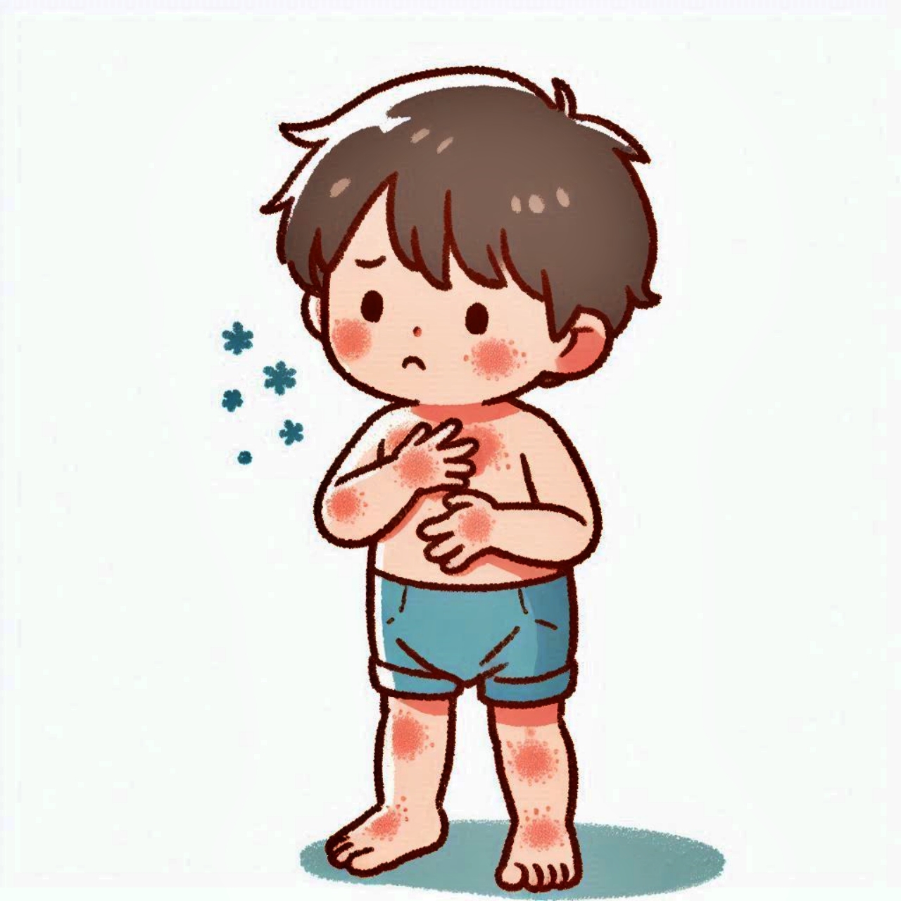 수족구에 걸린 영유아 그림