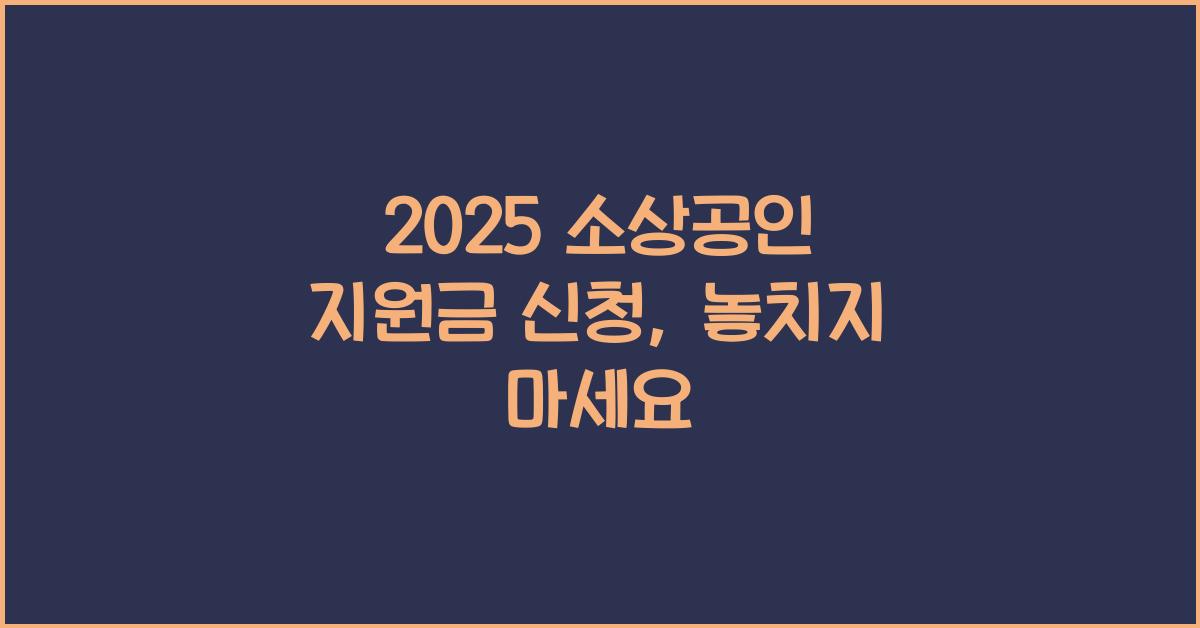 2025 소상공인 지원금 신청