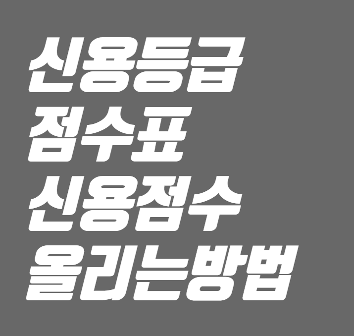  신용등급 점수표 . 신용점수 올리기