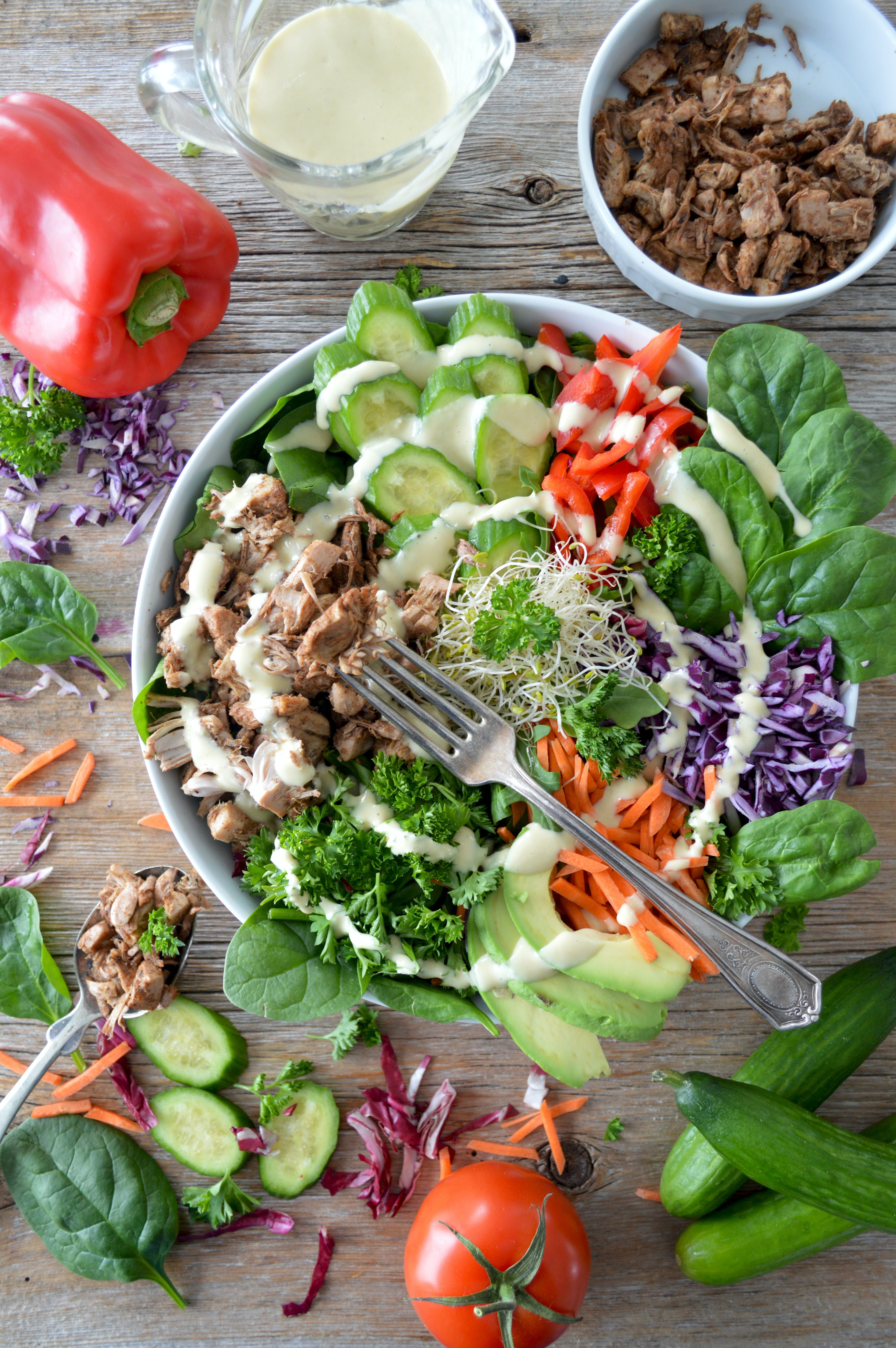  Tuna salad with hard-boiled eggs and avocado