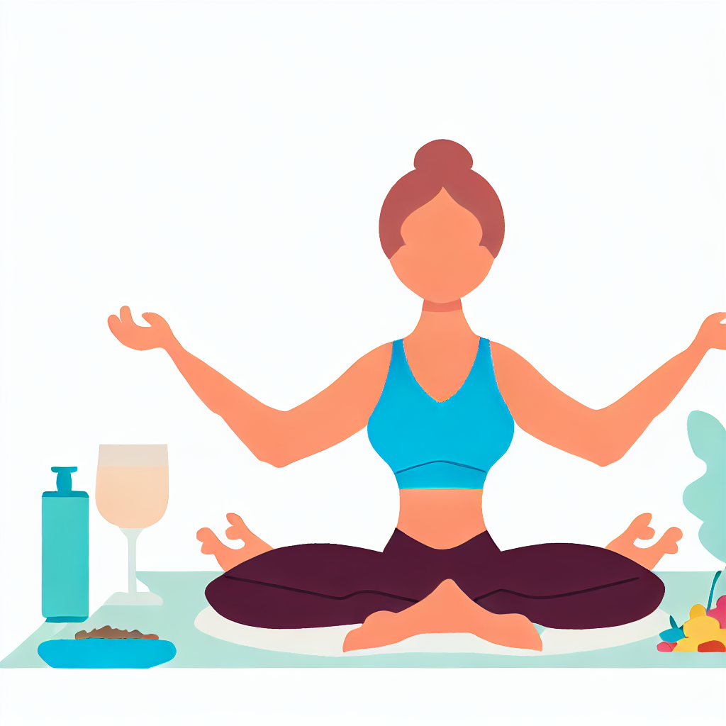 flat vector style illustration of a person doing yoga after meal