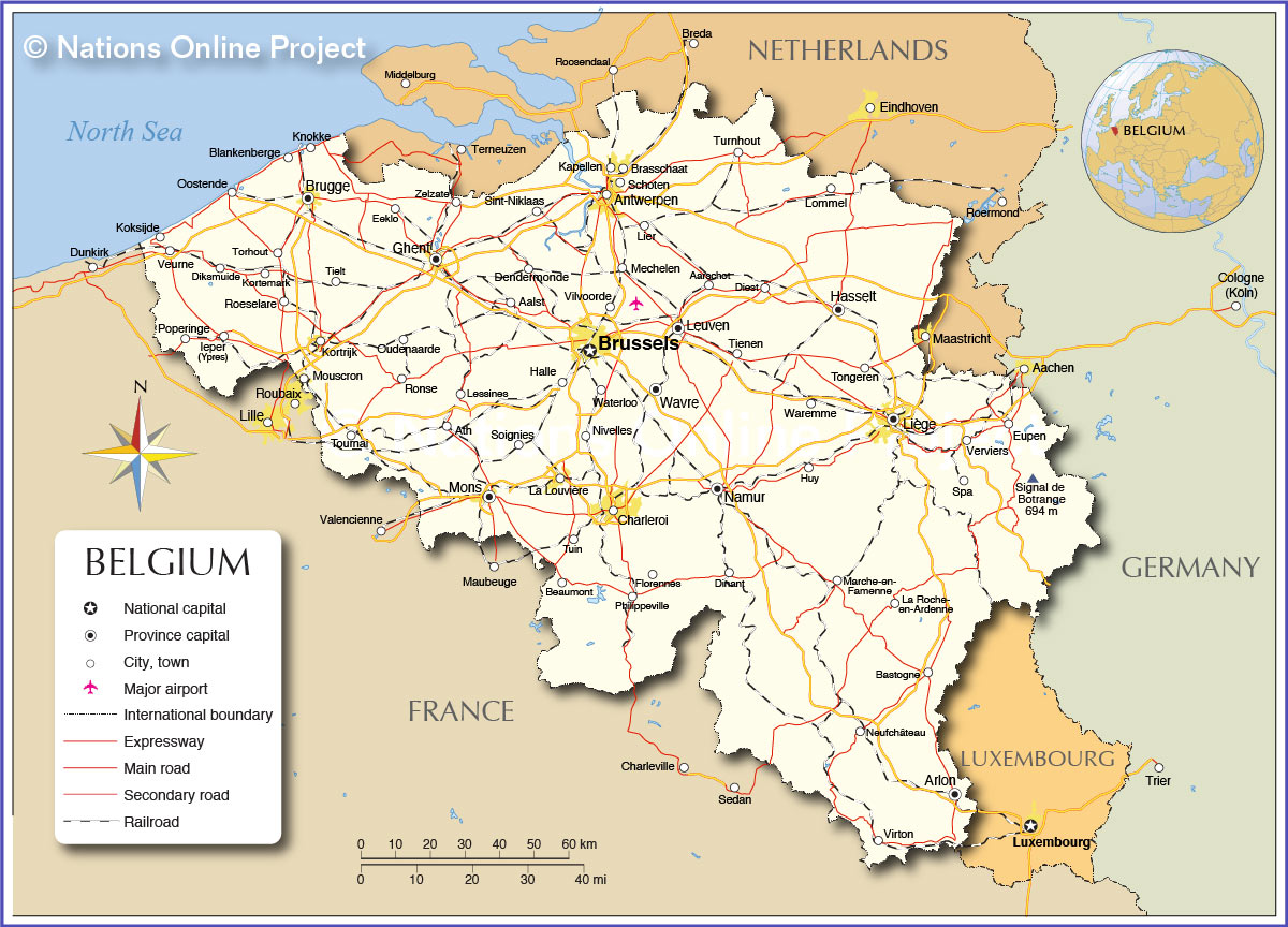 서유럽 벨기에 지도