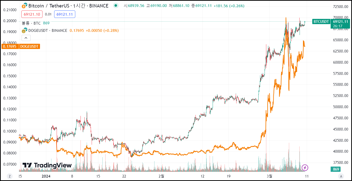 비트코인 도지코인 가격 비교