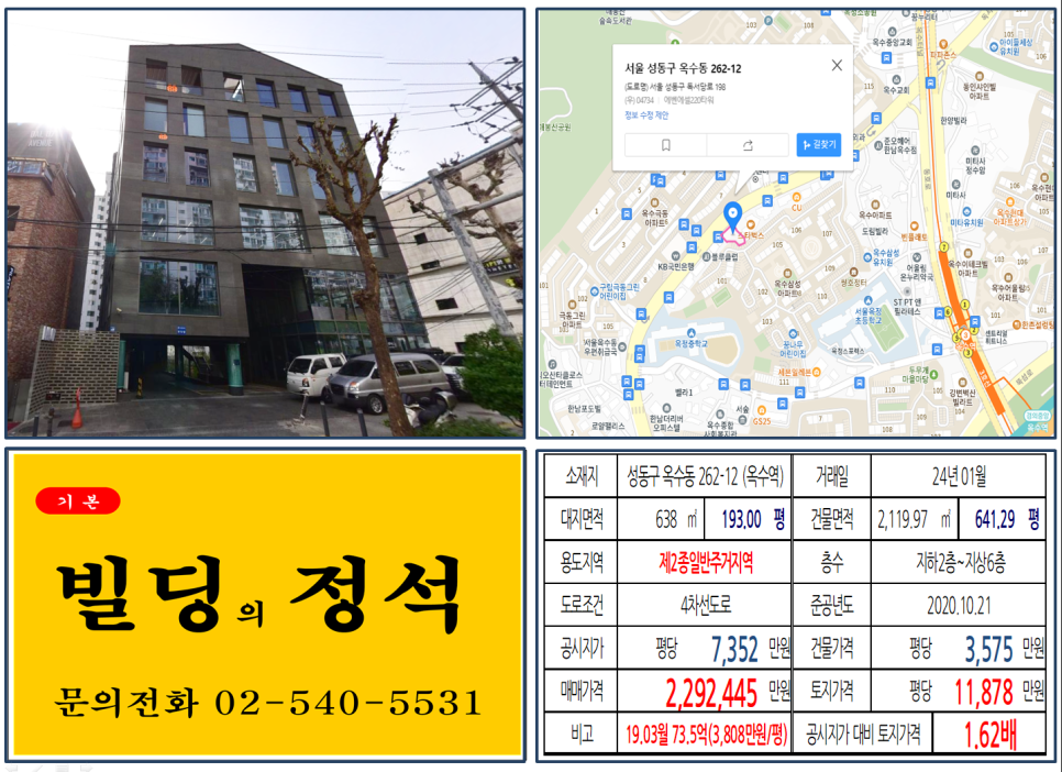 성동구 옥수동 262-12번지 건물이 2024년 01월 매매 되었습니다.