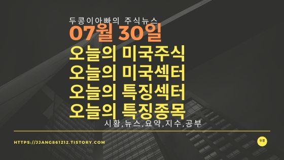  20년 07월 30일 다우지수와 세계증시와 특징종목