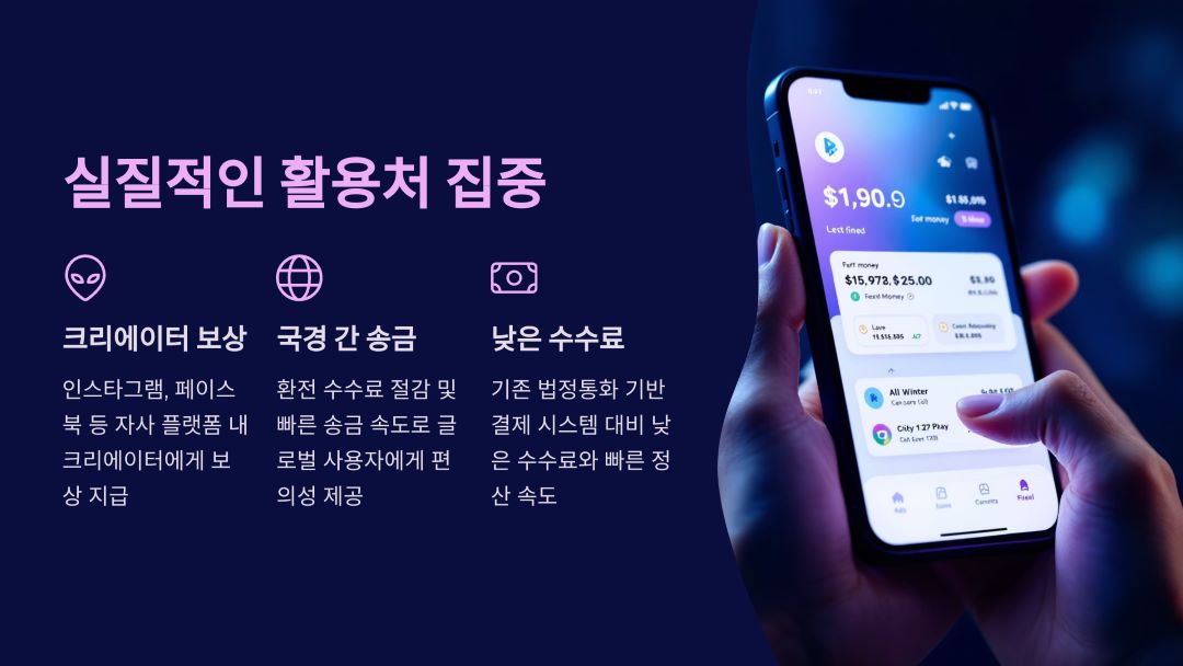 크리에이터 보상 및 국경 간 결제 등 실질적인 활용처 집중