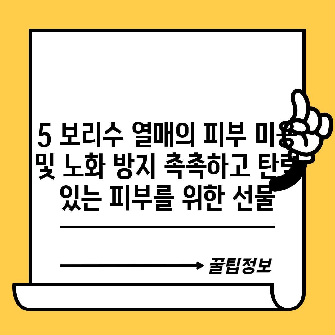 5. 보리수 열매의 피부 미용 및 노화 방지: 촉촉하고 탄력 있는 피부를 위한 선물! 👩‍🦳