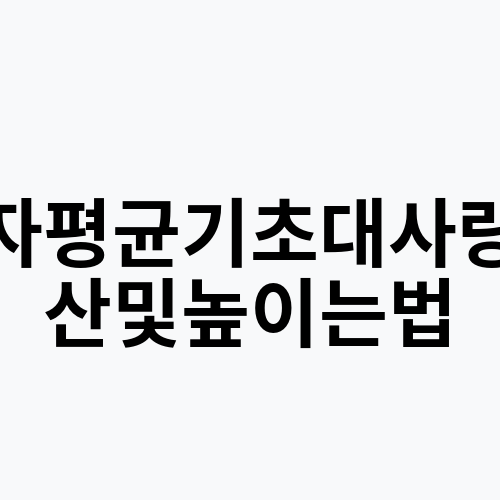 여자평균기초대사량계산및높이는법