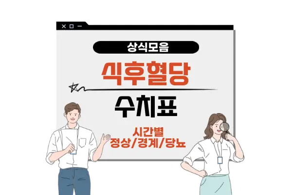 식후 혈당(1시간 2시간 3시간 4시간) 수치 정상치 경계치 표