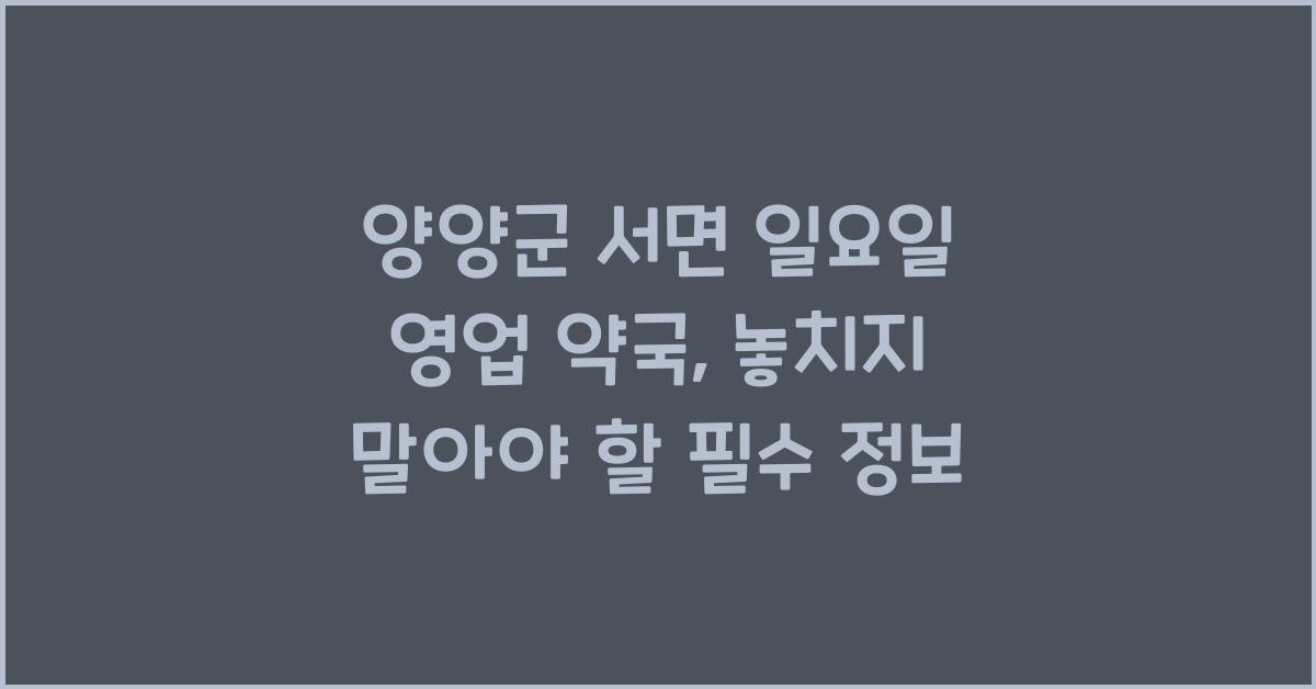 양양군 서면 일요일 영업 약국