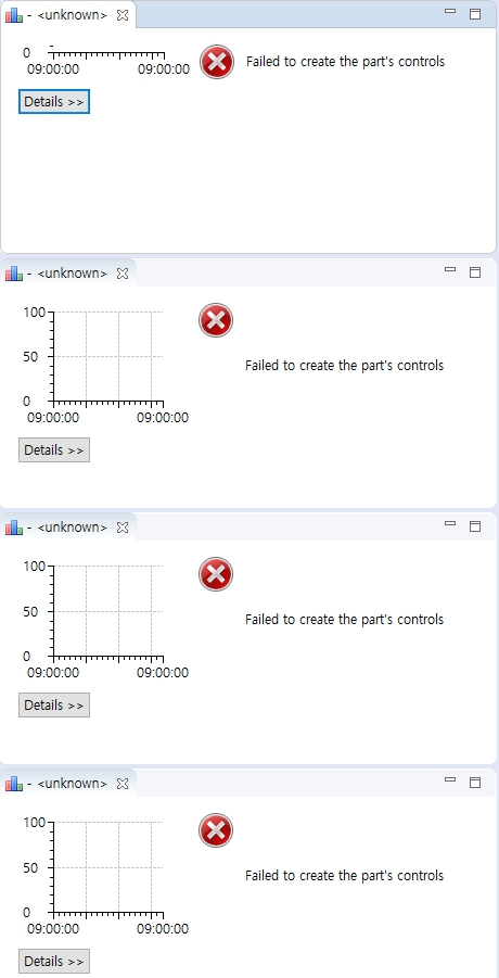  Scouter <unknown> & Failed to create the part's controls 오류 해결