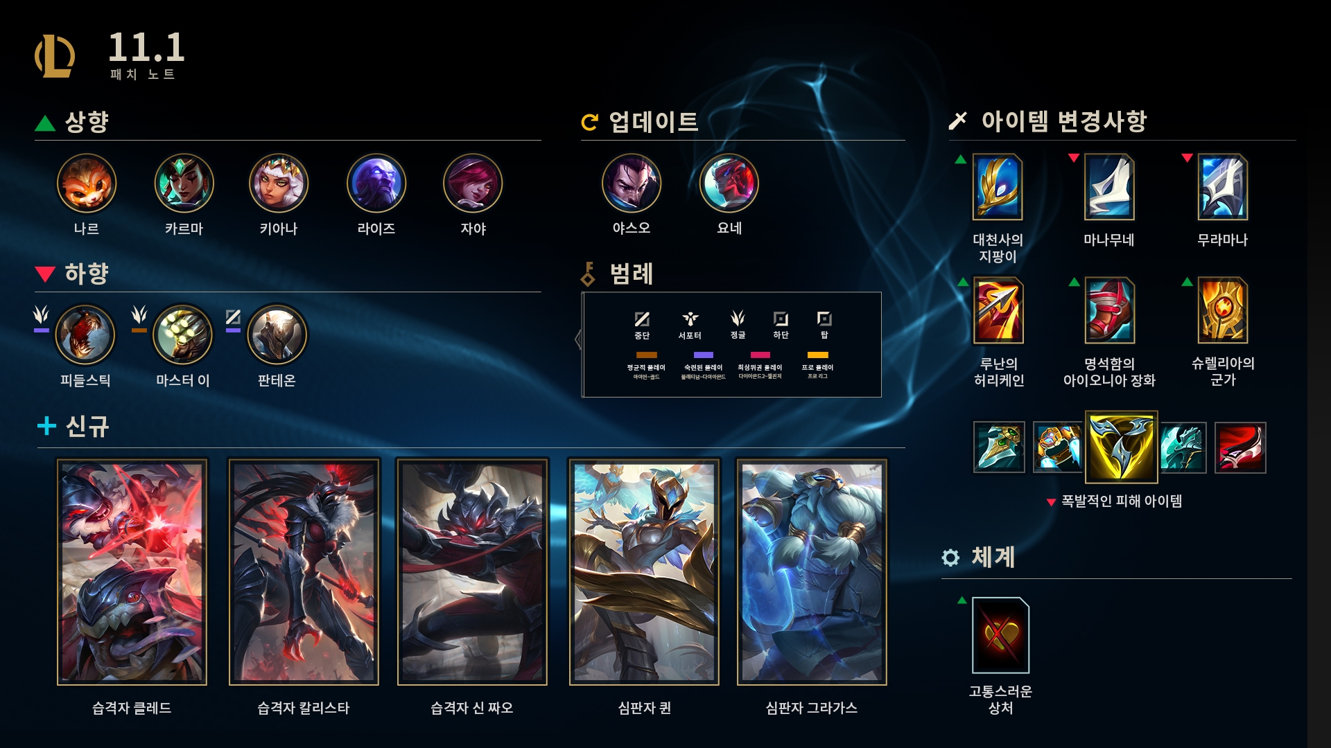  롤 11.1 패치노트 (수정) 추가 패치노트