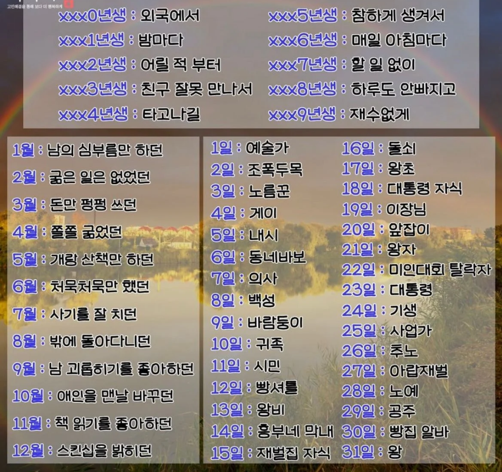  생일로 알아보는 나의 전생