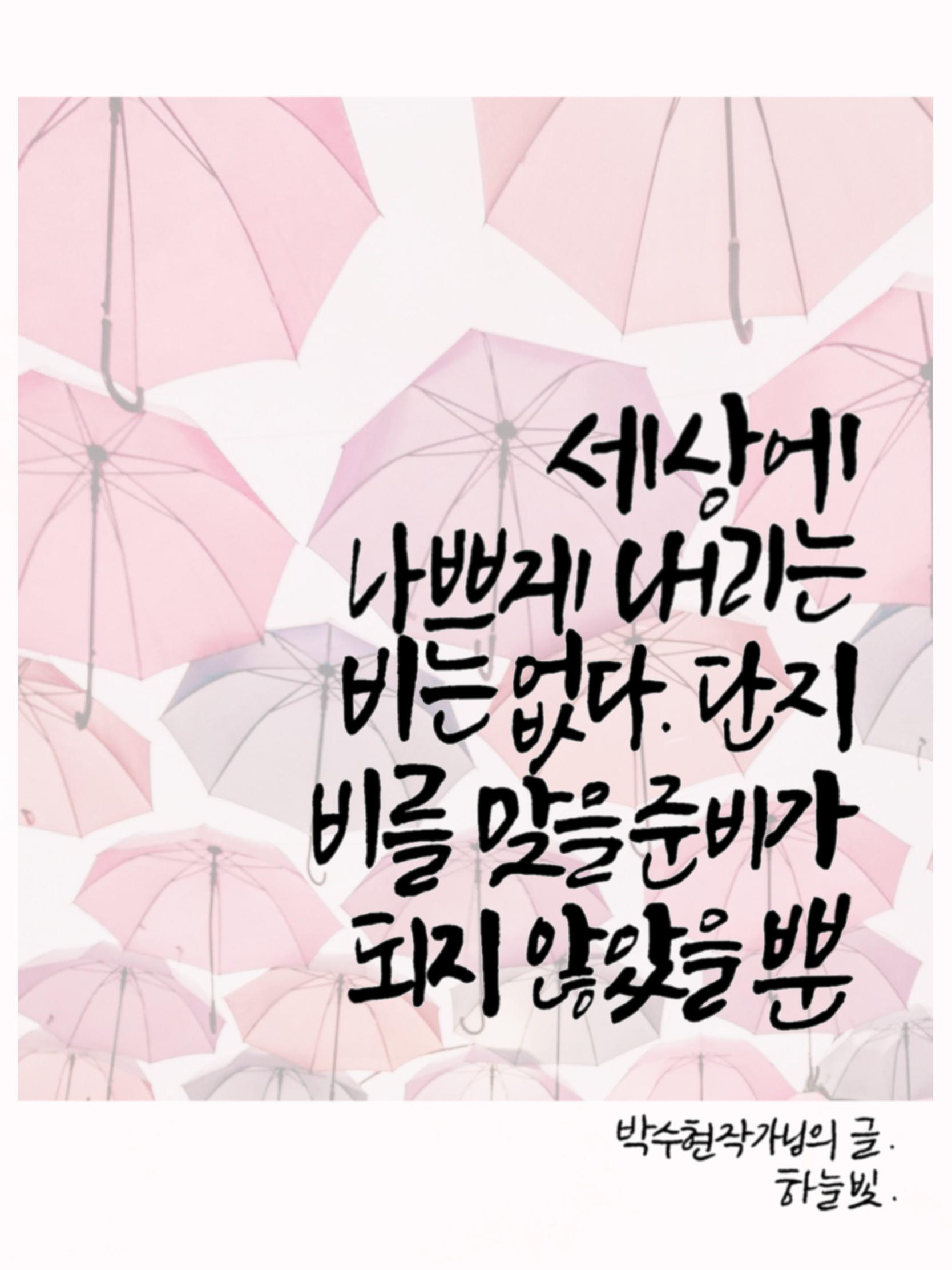  비오는 날, [박수현작가님의 글]을 읽으며 비를 원망하지 않기로 했다.