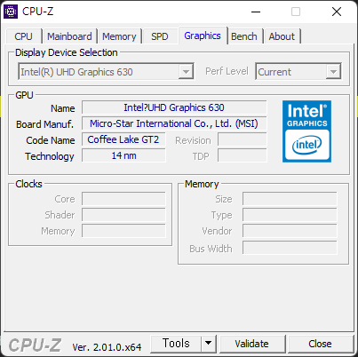 CPU-Z Graphics 사양