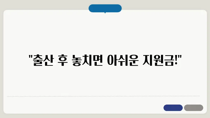 출산 후 꼭 알아야 할 지원금에 만족으므， 얉주비한 필판