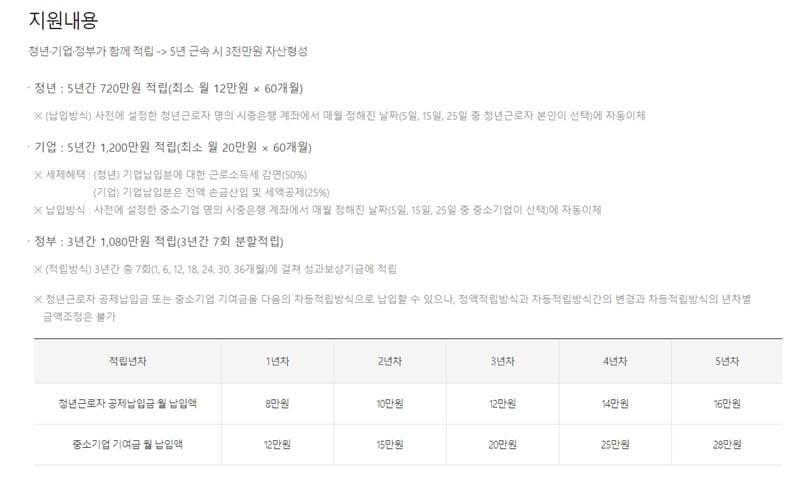 재직자내일채움공제-지원내용