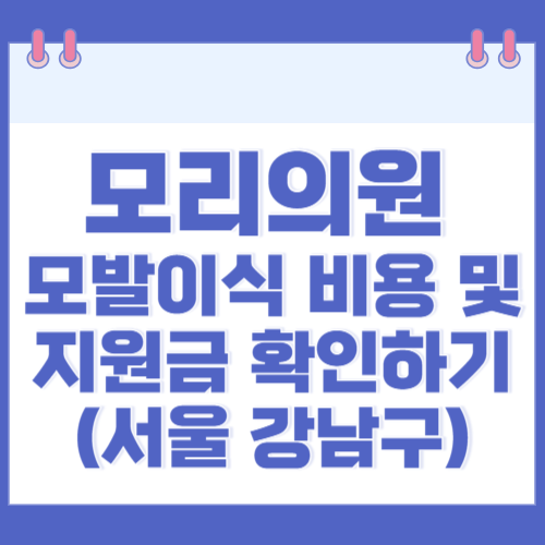 모리의원 모발이식 비용 및 지원금 확인하기(서울 강남구)