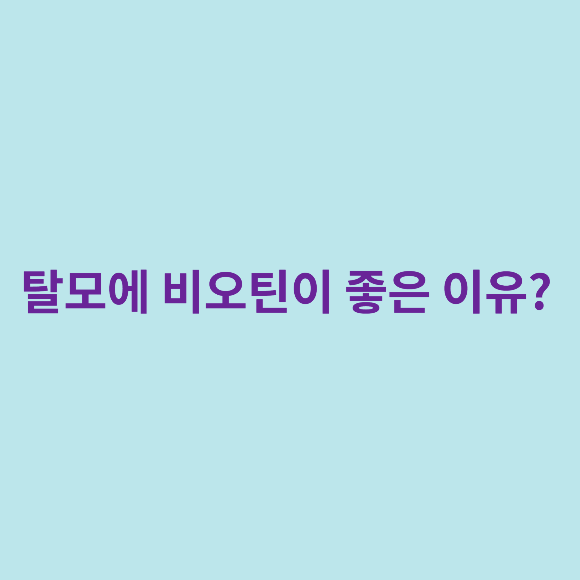  탈모 비오틴이 좋은 이유?