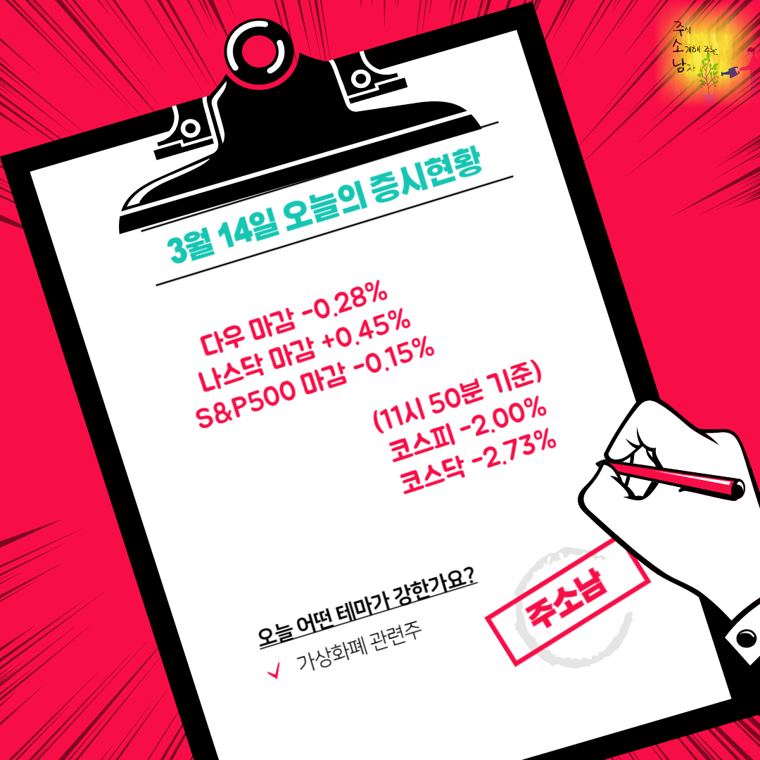  증시 폭락 (3월 14일 오늘의 증시현황)