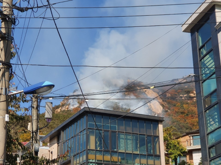  은평구 불광동 산42-1 북한산 족두리봉 산불 발생