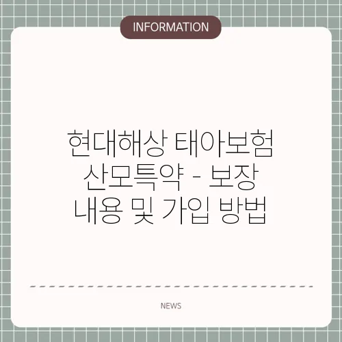 현대해상 태아보험 산모특약 - 보장 내용 및 가입 방법