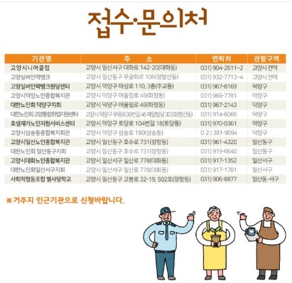 노인일자리 접수문의처