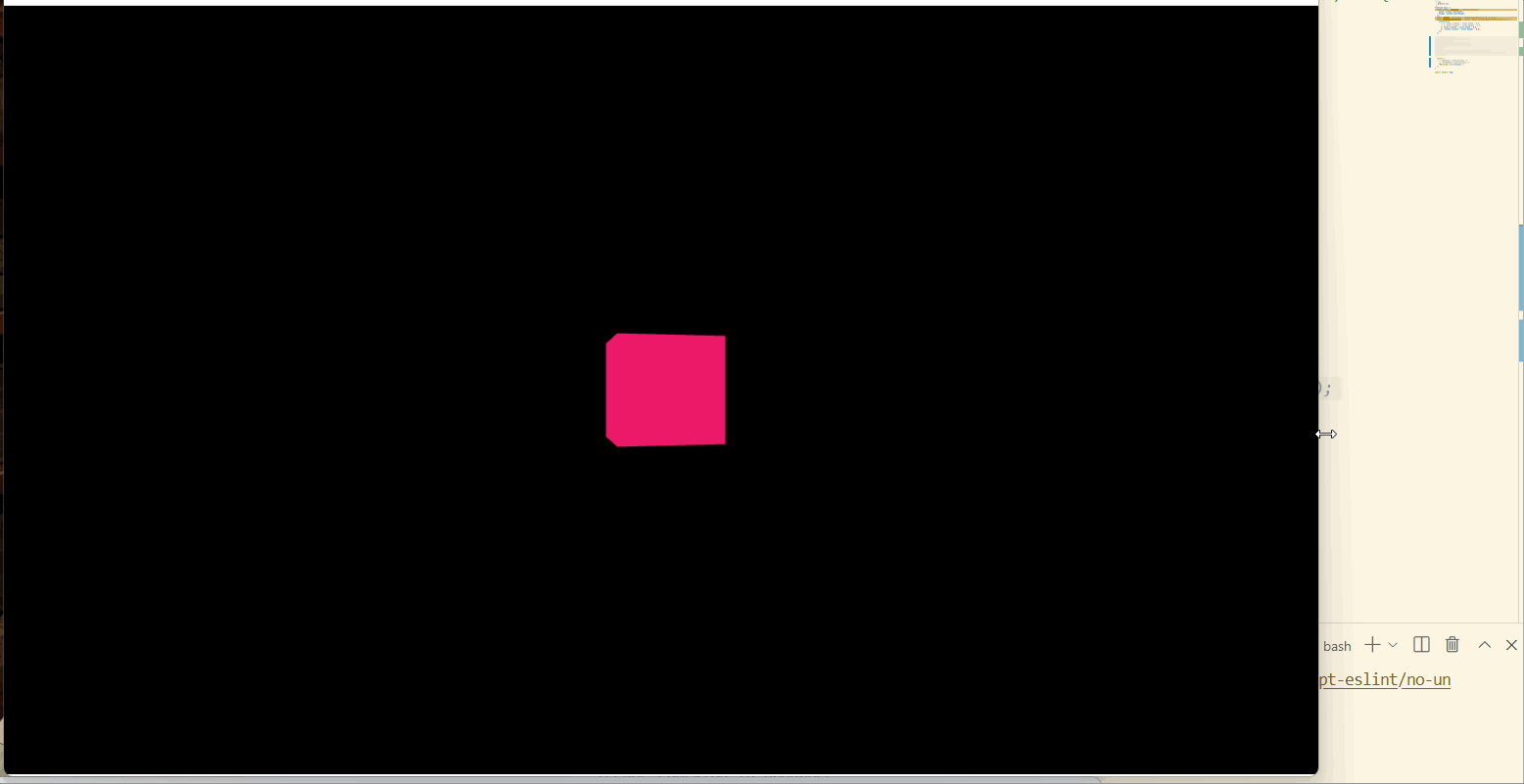 화면 크기를 변경해도 3D 렌더링 사이즈가 그대로인 모습